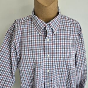 L.L. Bean Men's Button-Down Plaid Shirt in Blue and Burgundy